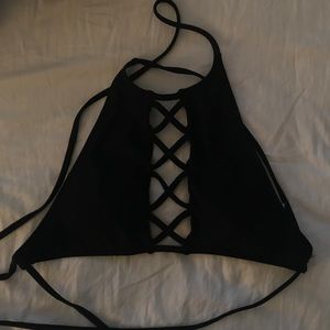 Lace up bikini top black